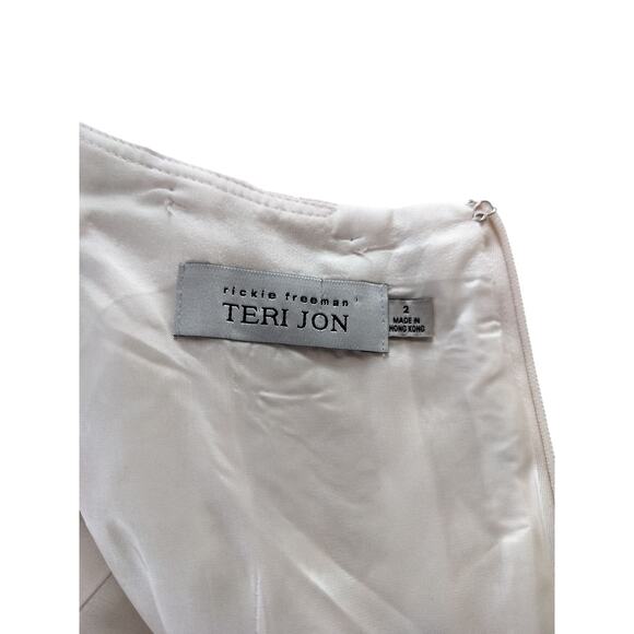 Teri Jon by Rickie Freedman Metallic Jacquard Pleated Cocktail Midi Dress Size 2 - Picture 12 of 13